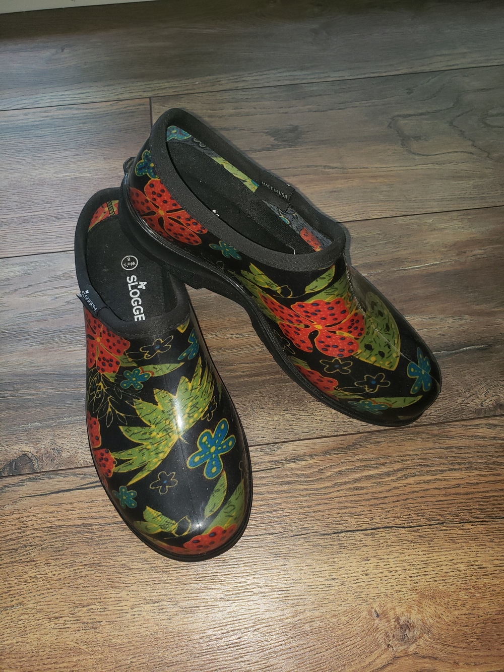 Sloggers Black Floral & Strawberry Garden Clogs